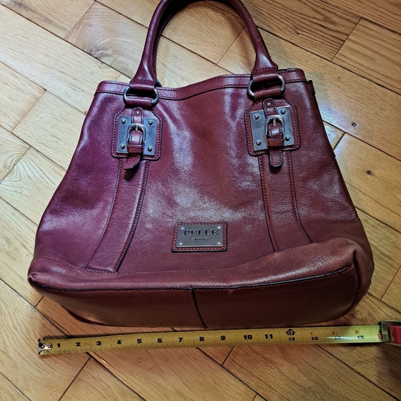 Wine Red Italian Leather Handbag with Silver Hardware - Picture 8 of 9